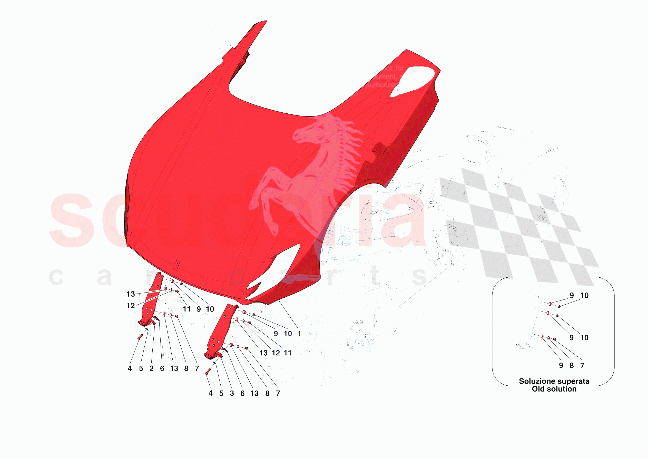 FRONT LID SUBSTRUCTURE of Ferrari Ferrari Monza SPA1 Europe