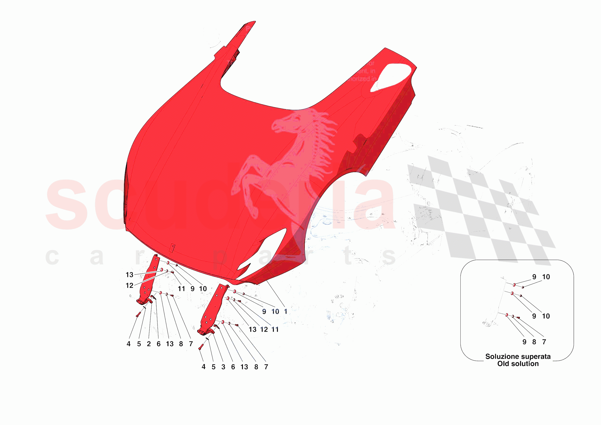 FRONT LID SUBSTRUCTURE of Ferrari Ferrari Monza SPA2 Europe