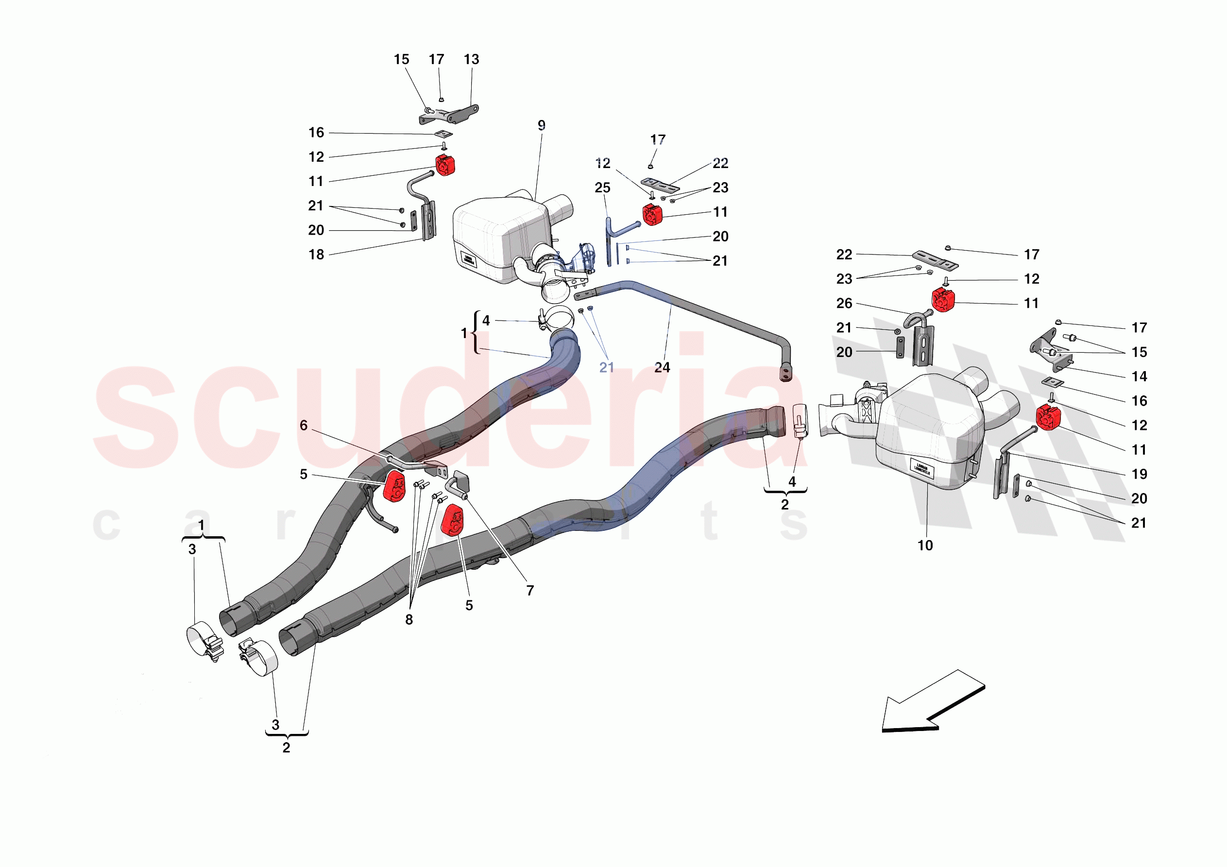 EXHAUST SYSTEM - REAR SECTION of Ferrari Ferrari Portofino Europe