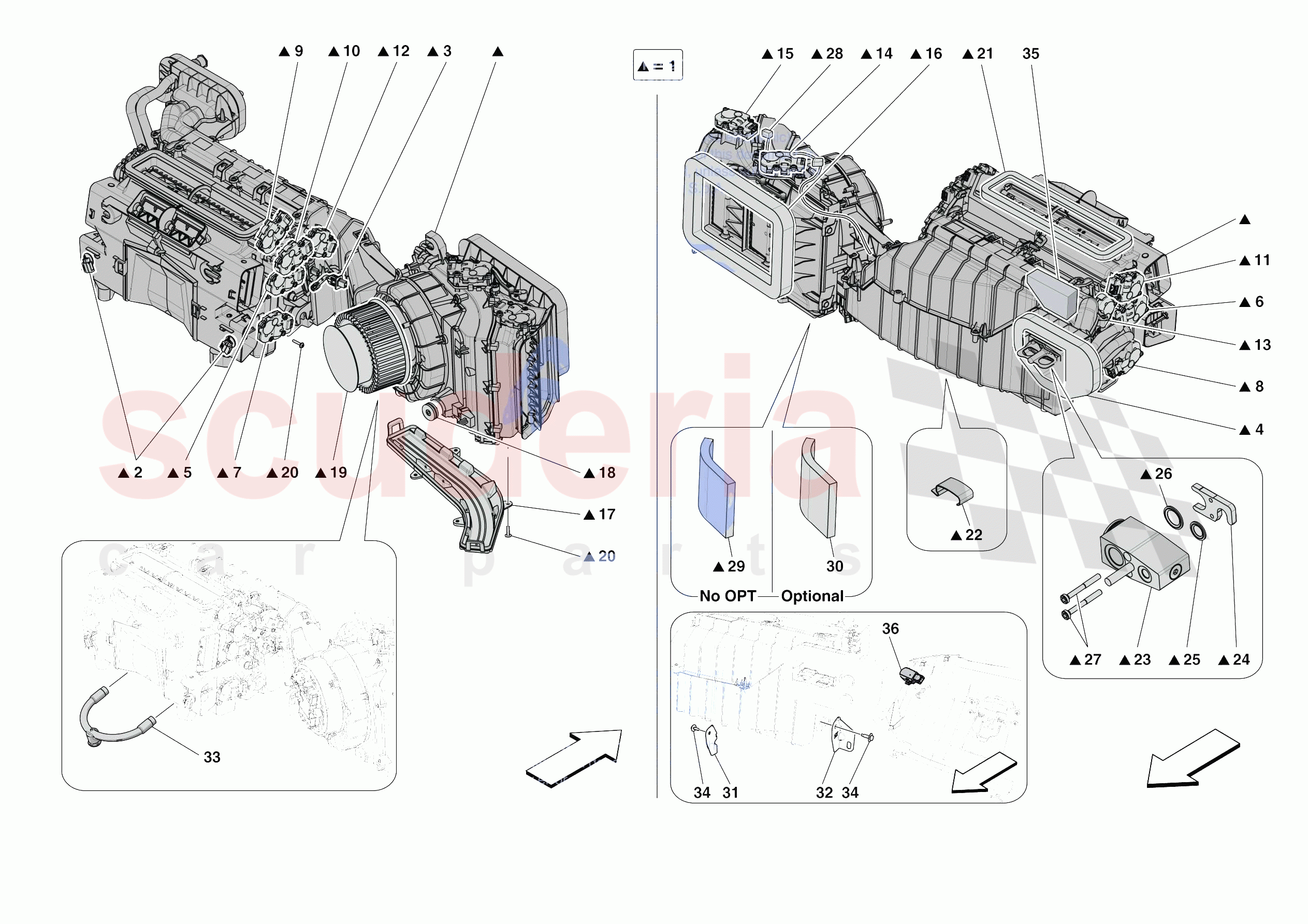 AIR CONDITIONING SYSTEM - FRONT ZONE EVAPORATOR of Ferrari Ferrari Purosangue Europe RH