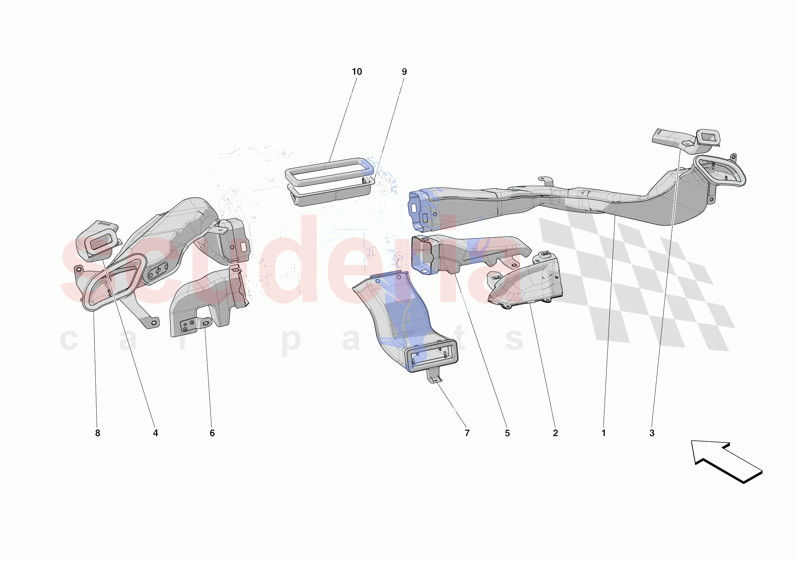 DASHBOARD - DUCTS -APPLICABLE FOR RHD- of Ferrari Ferrari SF90 Spider Europe