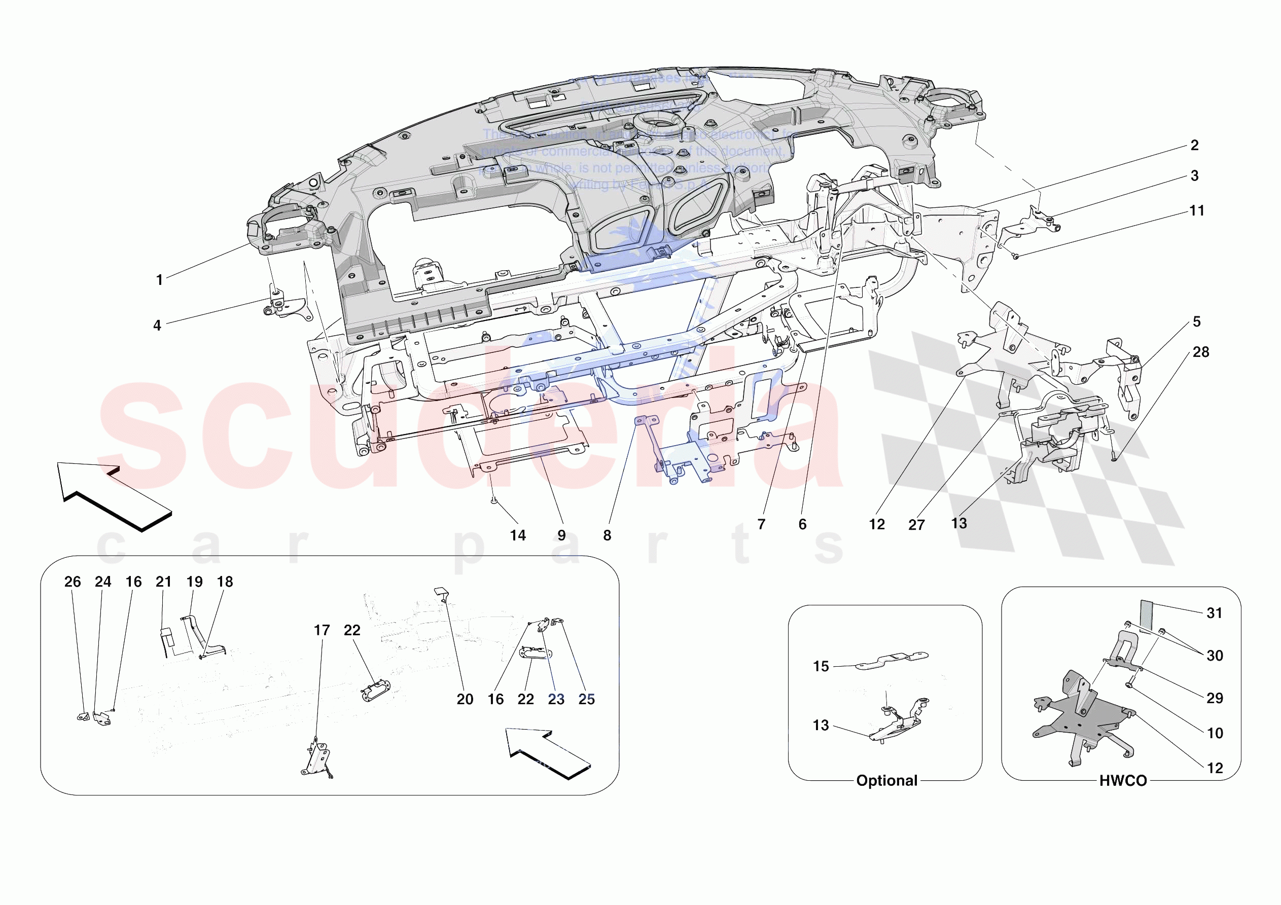 DASHBOARD - SUBSTRUCTURE -APPLICABLE FOR RHD- of Ferrari Ferrari SF90 Spider Europe RH