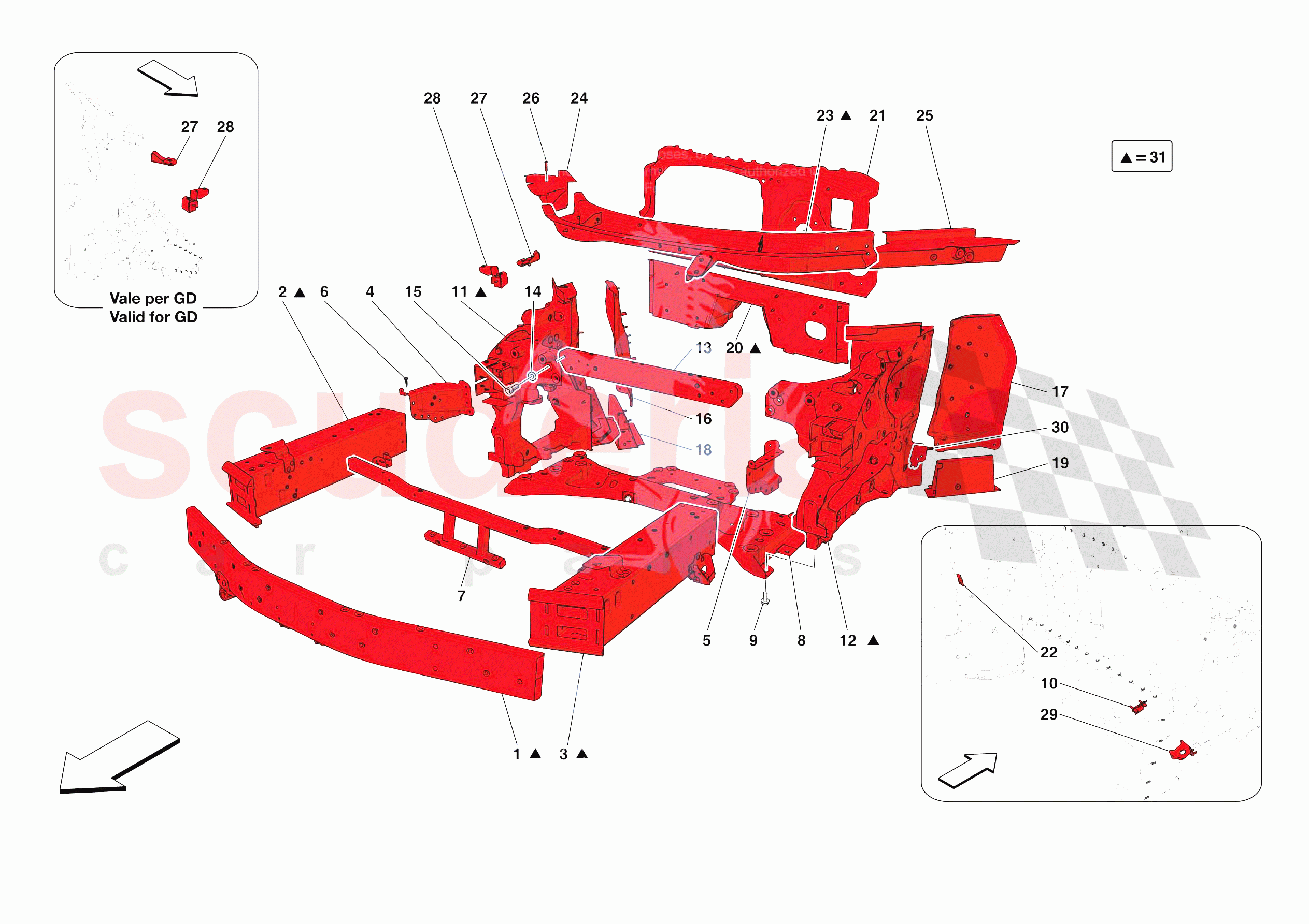 STRUCTURES AND ELEMENTS, FRONT OF VEHICLE of Ferrari Ferrari SF90 Stradale Europe