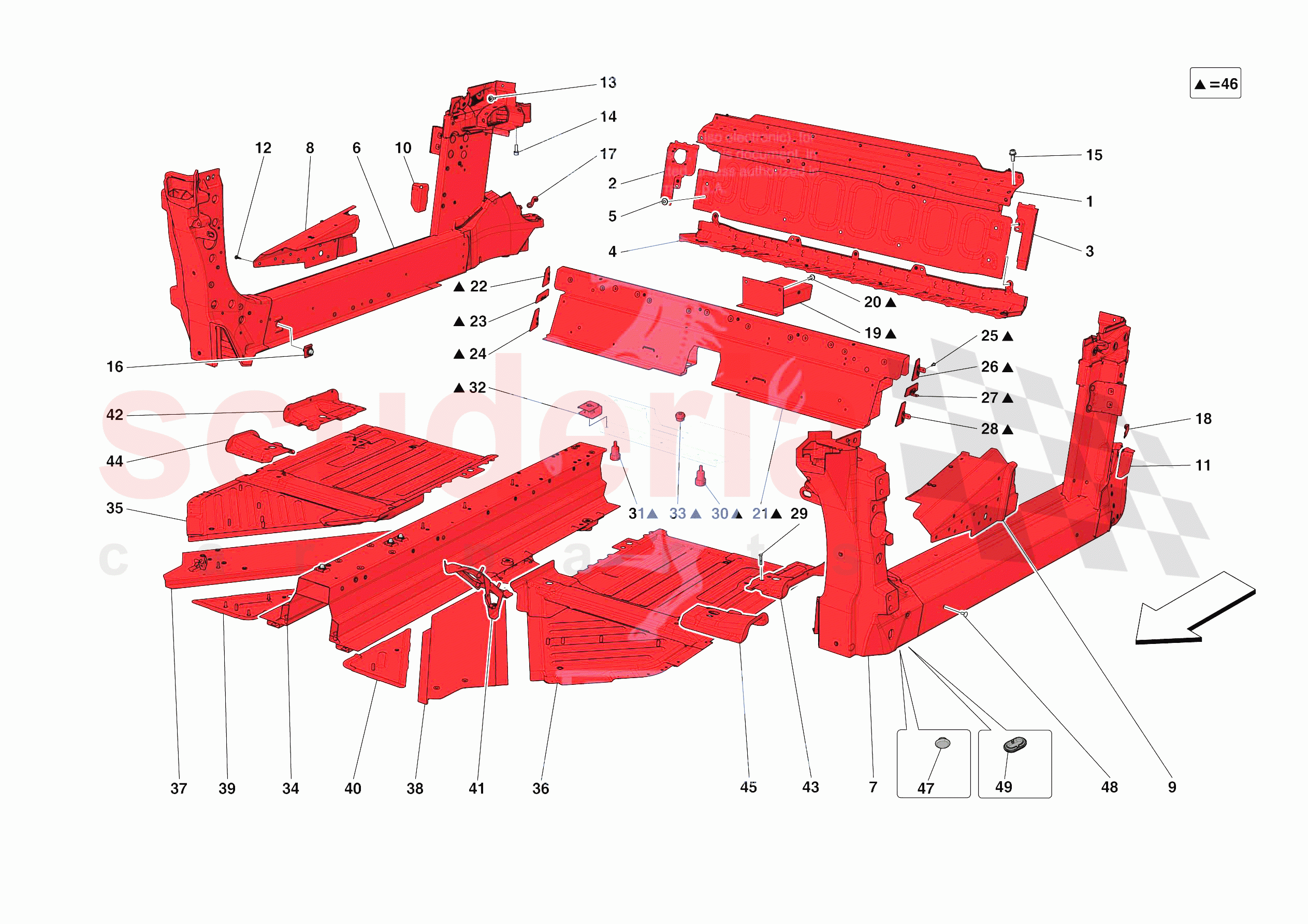 STRUCTURES AND ELEMENTS, CENTRE OF VEHICLE of Ferrari Ferrari SF90 Stradale Europe