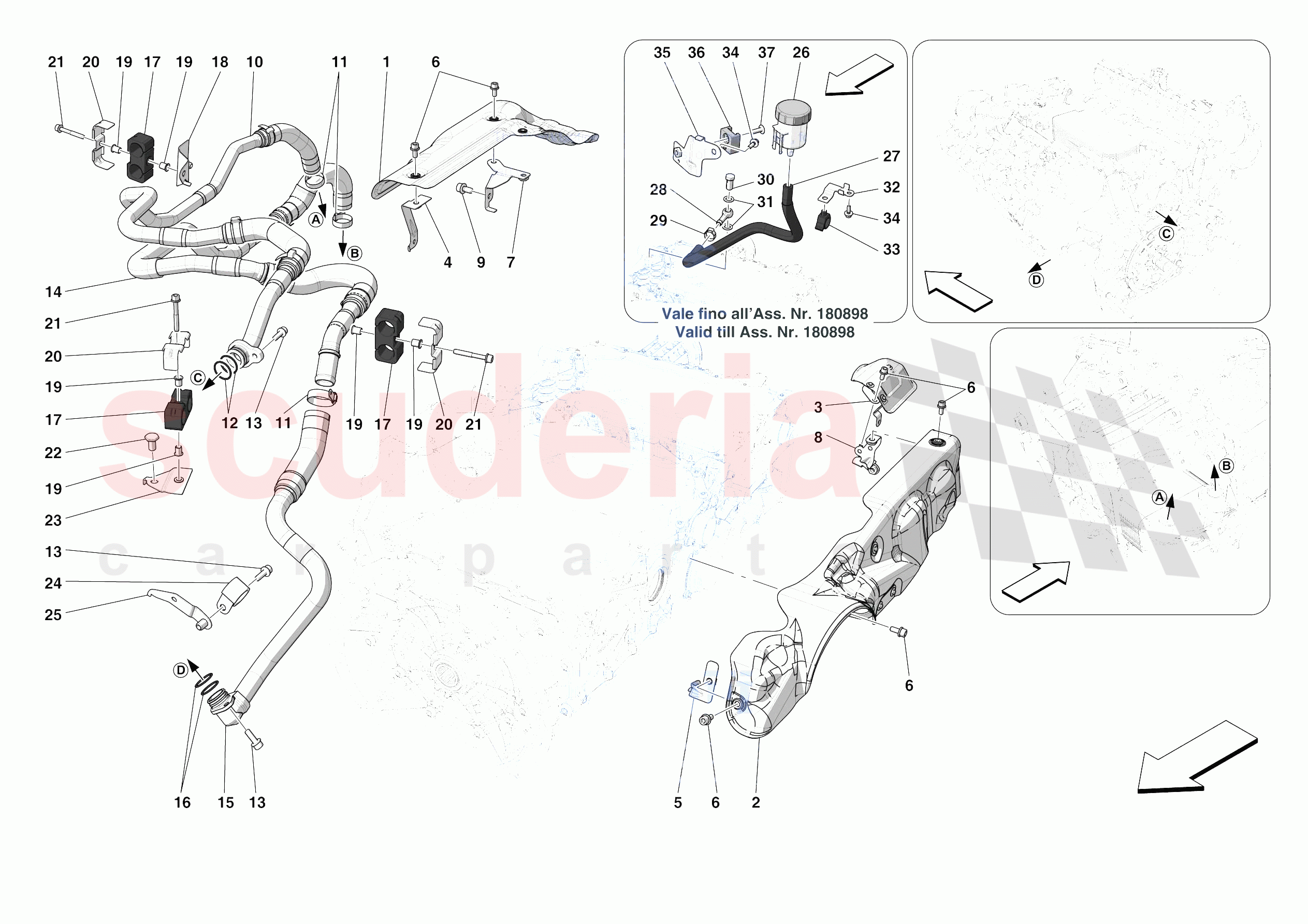 GEARBOX OIL HEAT EXCHANGER AND PIPES - HEAT EXCHANGER AND REAR PIPES of Ferrari Ferrari SF90 Stradale USA