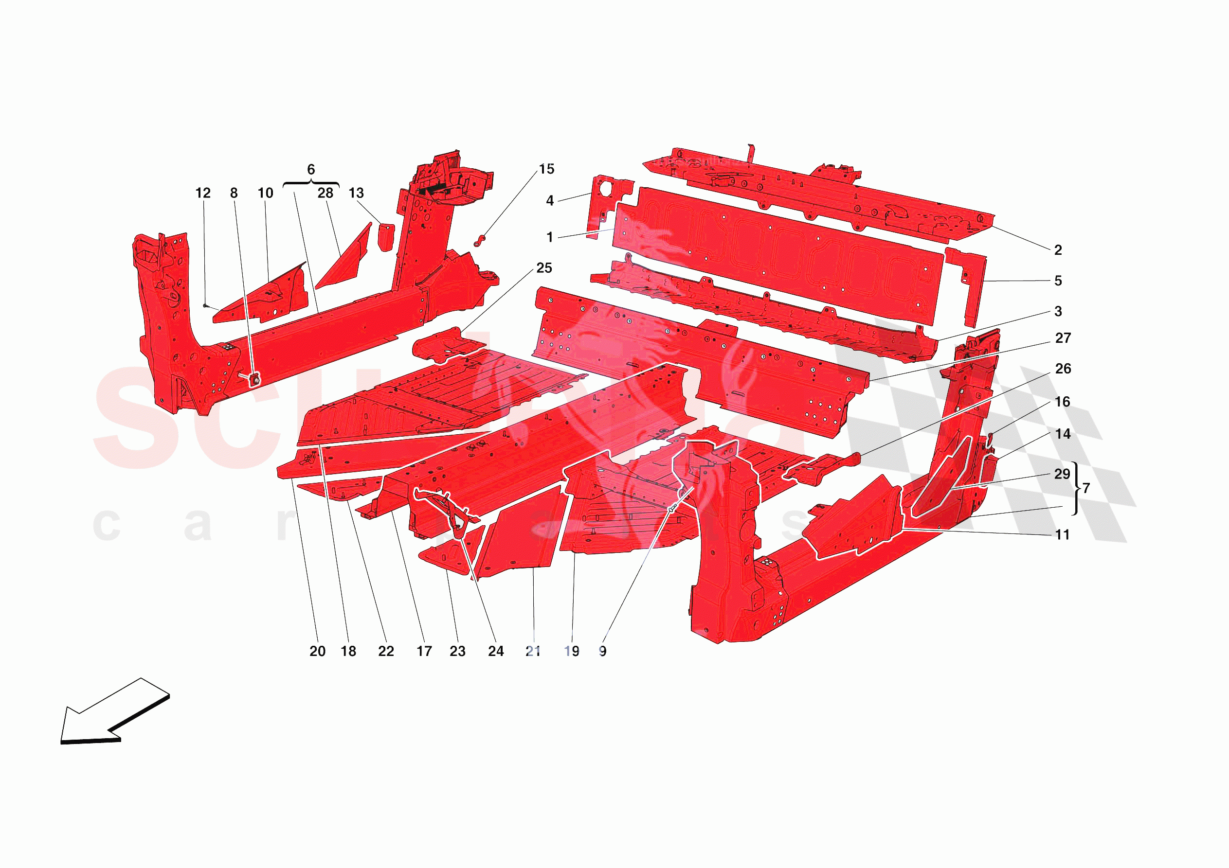 STRUCTURES AND ELEMENTS, CENTRE OF VEHICLE of Ferrari Ferrari SF90 XX Spider Europe