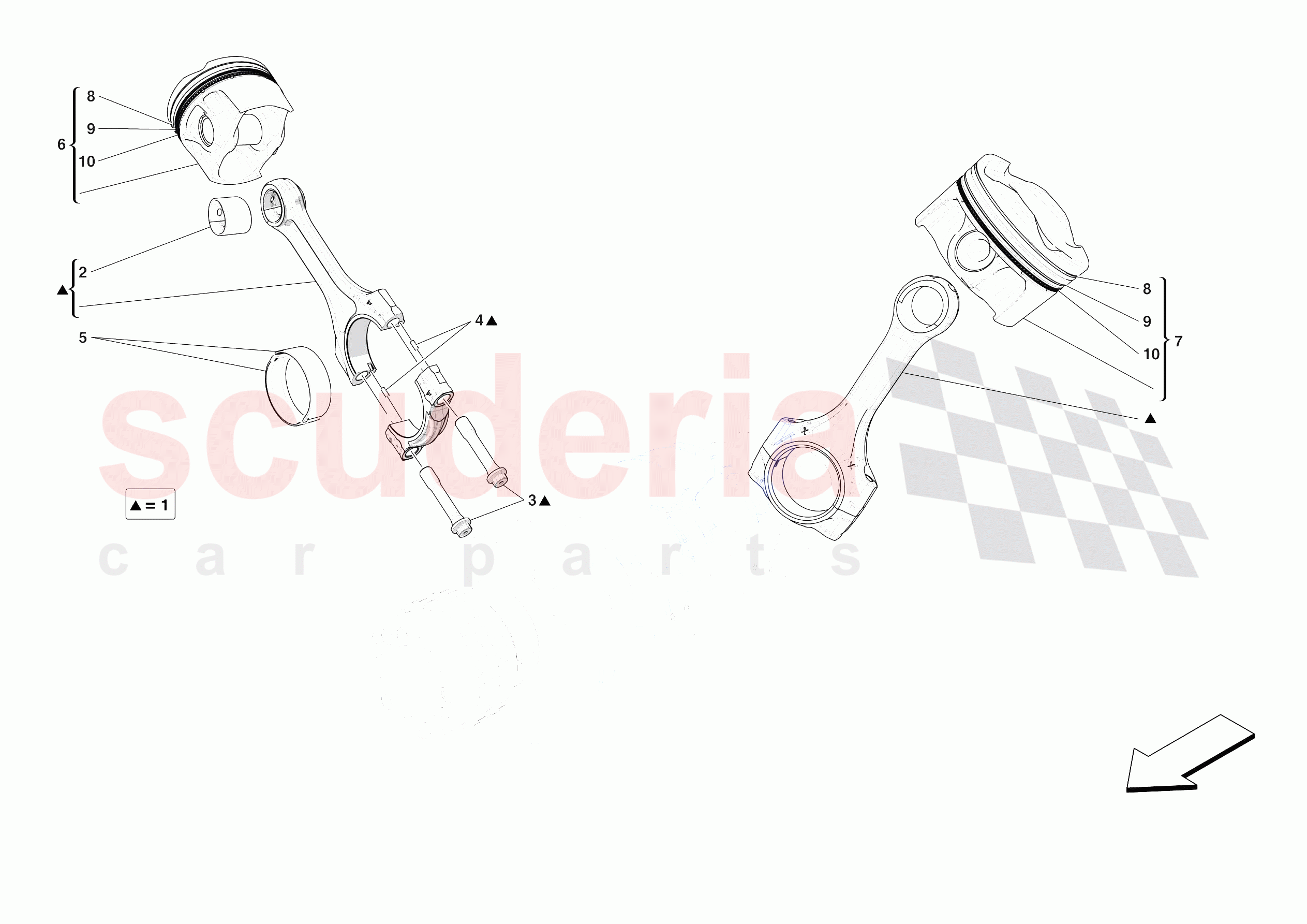 PISTONS AND CONNECTING RODS of Ferrari Ferrari SF90 XX Spider Europe RH