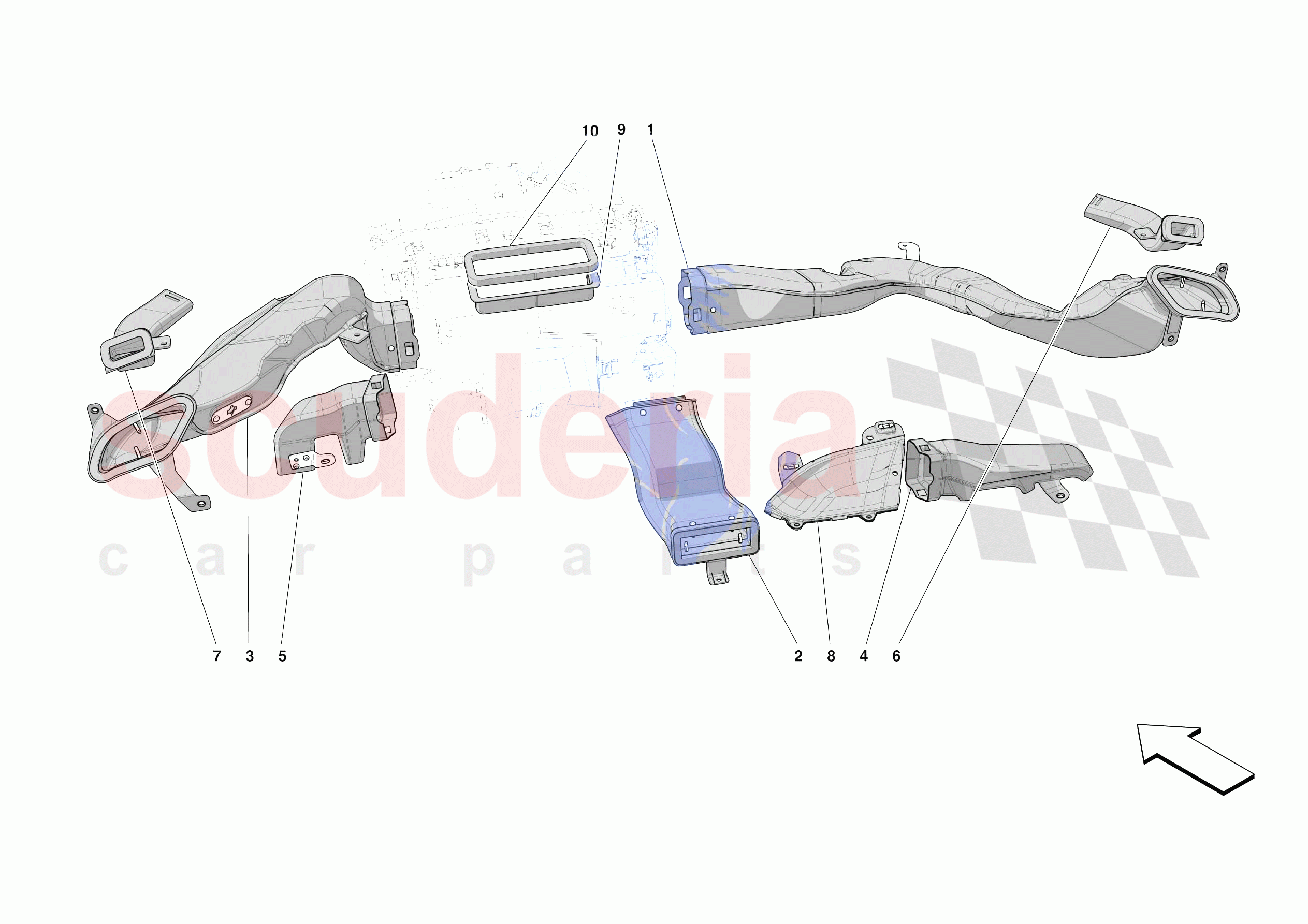 DASHBOARD - DUCTS -APPLICABLE FOR RHD- of Ferrari Ferrari SF90 XX Spider Europe RH