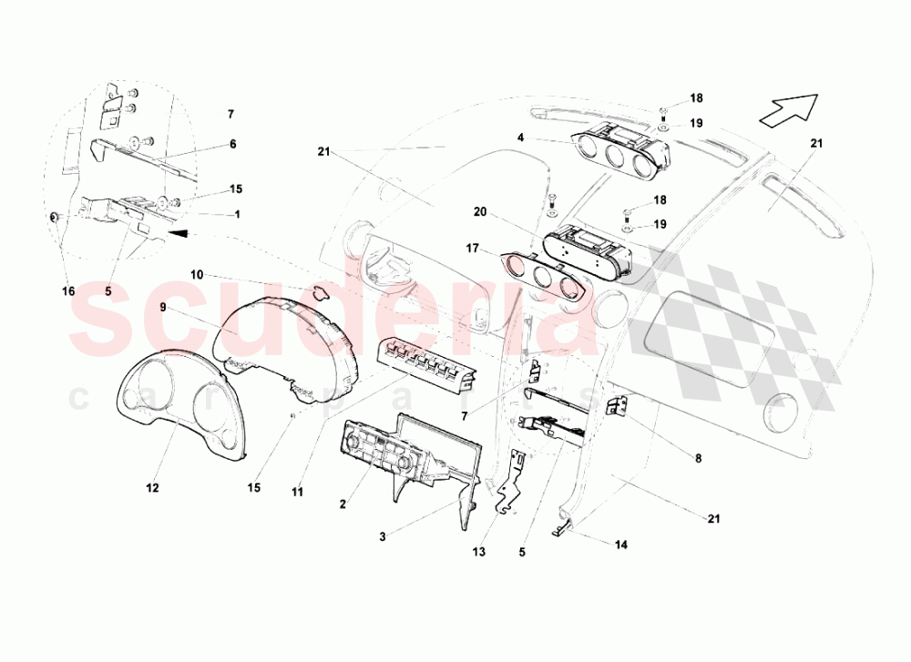 Dashboard Instruments of Lamborghini Lamborghini Gallardo LP560 Spyder