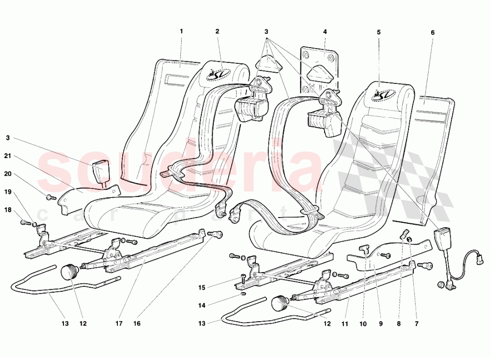 Seats and Safety Belts of Lamborghini Lamborghini Diablo SV (1995-1997)