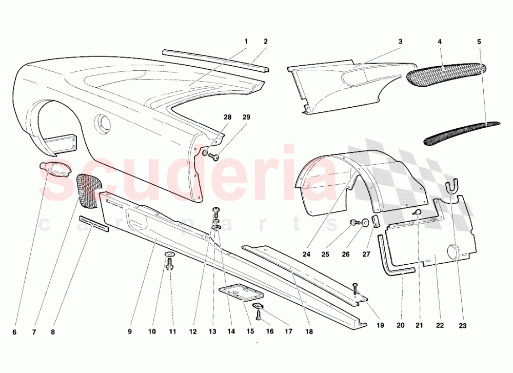 Body Elements - Right Flank of Lamborghini Lamborghini Diablo SV (1995-1997)