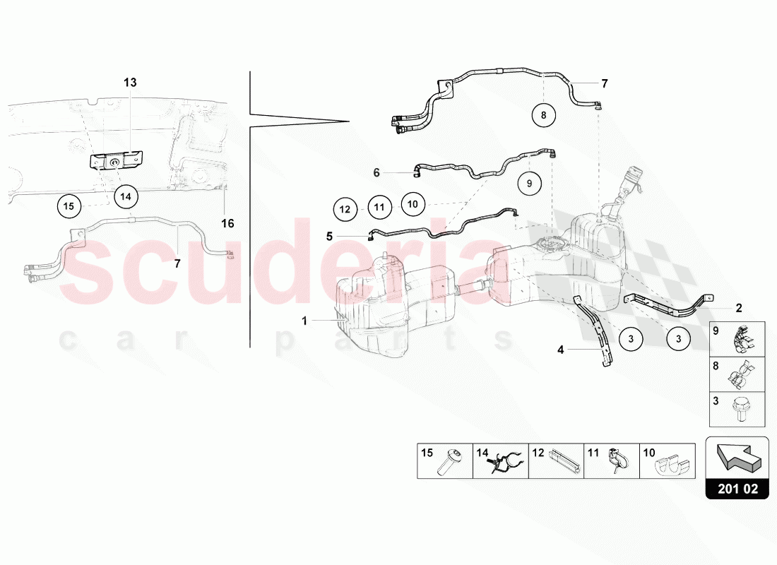 FOR FUEL TANK AND FUEL LINE FASTENERS of Lamborghini Lamborghini Huracan Evo Spyder