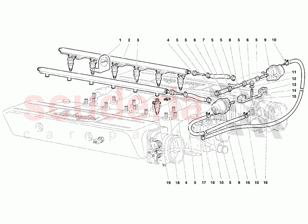 Fuel System 1 of Lamborghini Lamborghini Diablo VT (1993-1998)