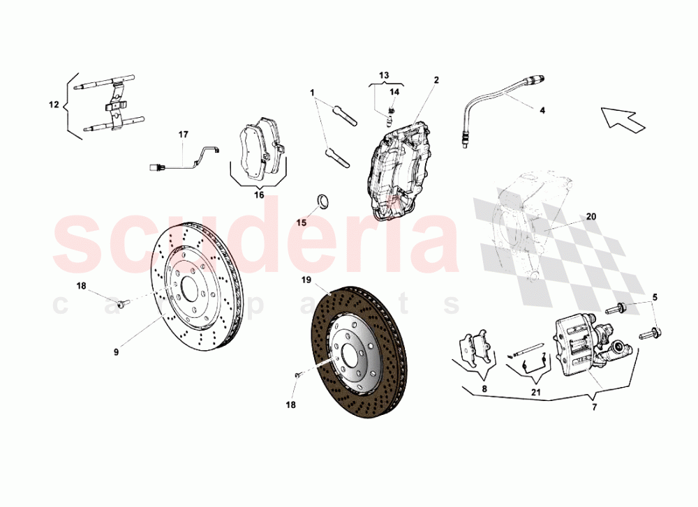 Rear Brakes Discs Std-Ccb of Lamborghini Lamborghini Gallardo LP560 Spyder