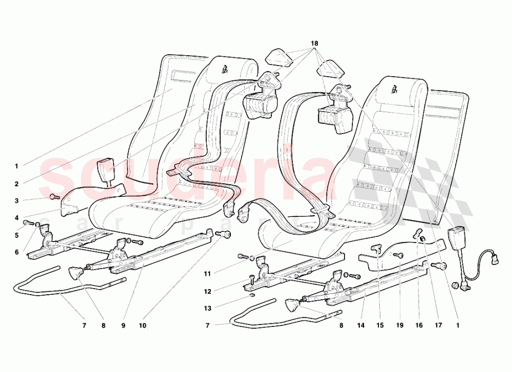 Seats and Safety Belts of Lamborghini Lamborghini Diablo VT (1993-1998)