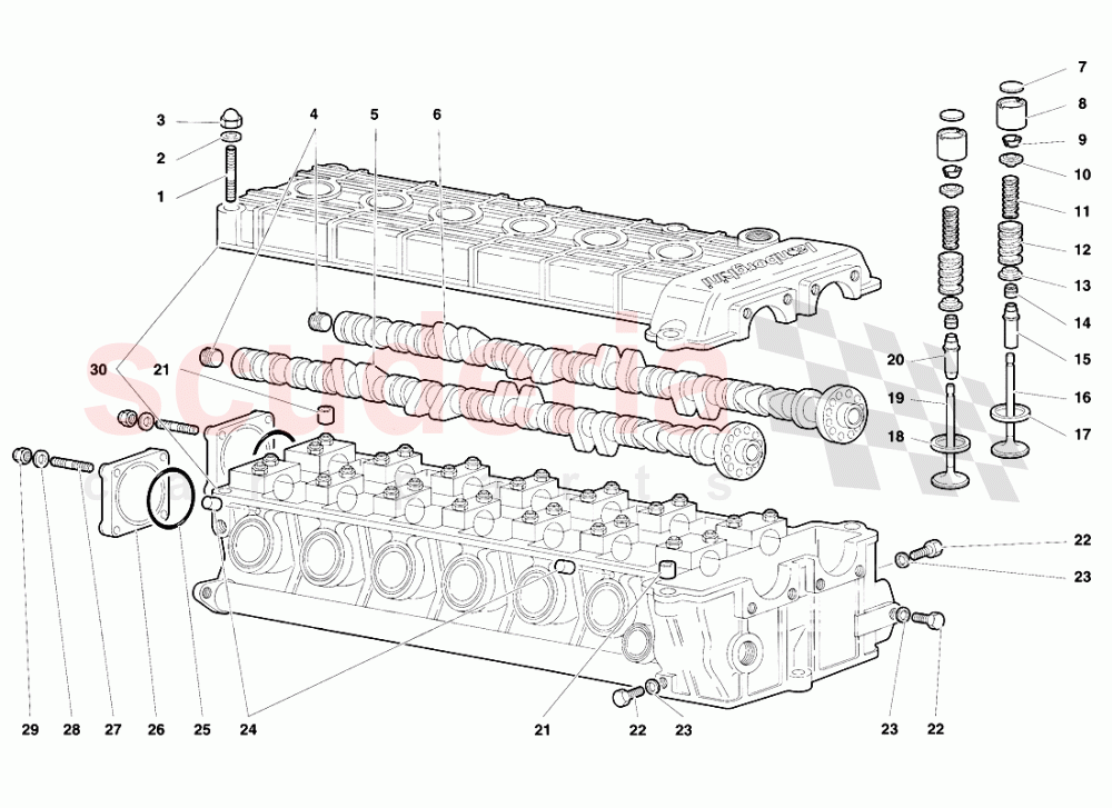 Left Cylinder Head of Lamborghini Lamborghini Diablo VT (1993-1998)