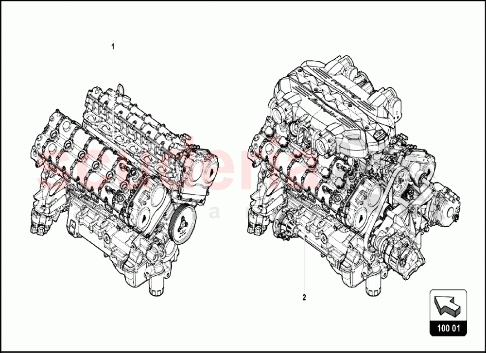 Engine of Lamborghini Lamborghini Aventador LP700 Coupe