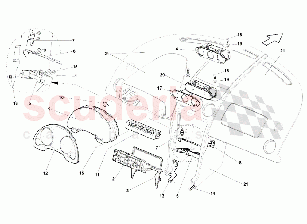 Dashboard Instruments of Lamborghini Lamborghini Gallardo LP560 Coupe