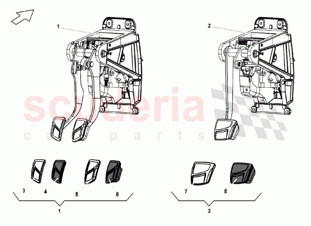 Pedal Lever System - Brake Pedal 2 of Lamborghini Lamborghini Gallardo LP550 Coupe