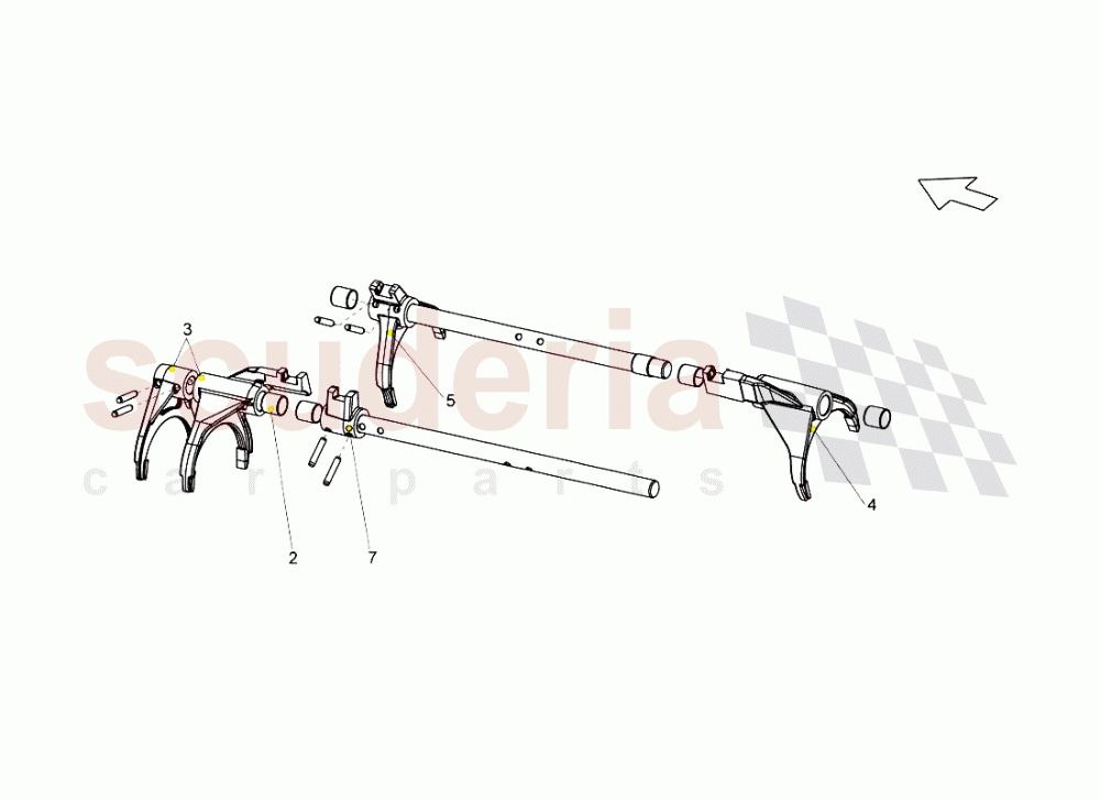 Gearbox Shifting Rods And Forks of Lamborghini Lamborghini Gallardo (2008)