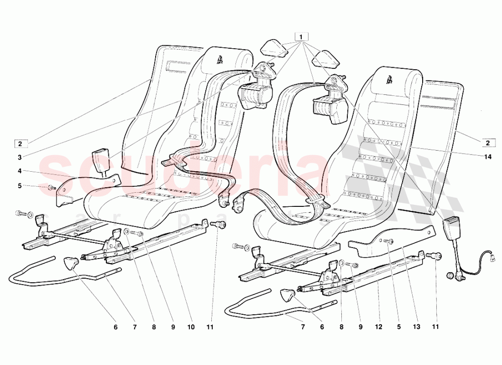 Seats and Safety Belts (Valid for June 1992 Version) of Lamborghini Lamborghini Diablo (1990-1998)