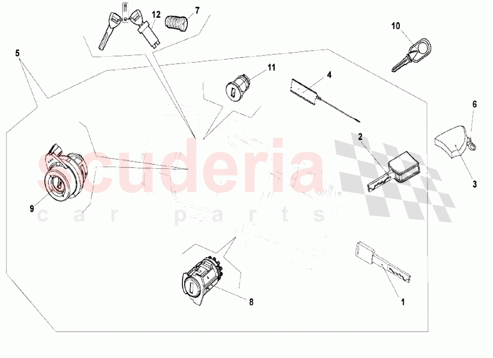 Inner Equipment - Lock Cylinders of Lamborghini Lamborghini Gallardo LP550 Coupe