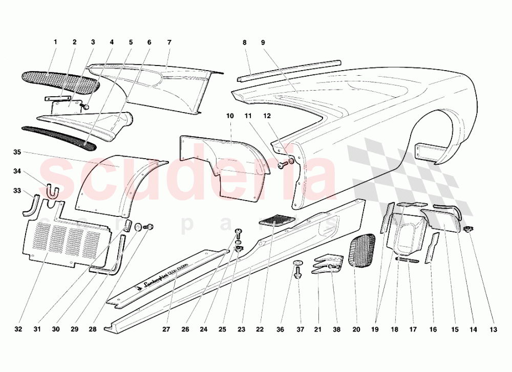 Body Elements - Left Flank of Lamborghini Lamborghini Diablo VT (1993-1998)