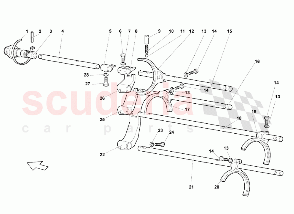 Gearbox Shifting Rods And Forks of Lamborghini Lamborghini Murcielago LP640