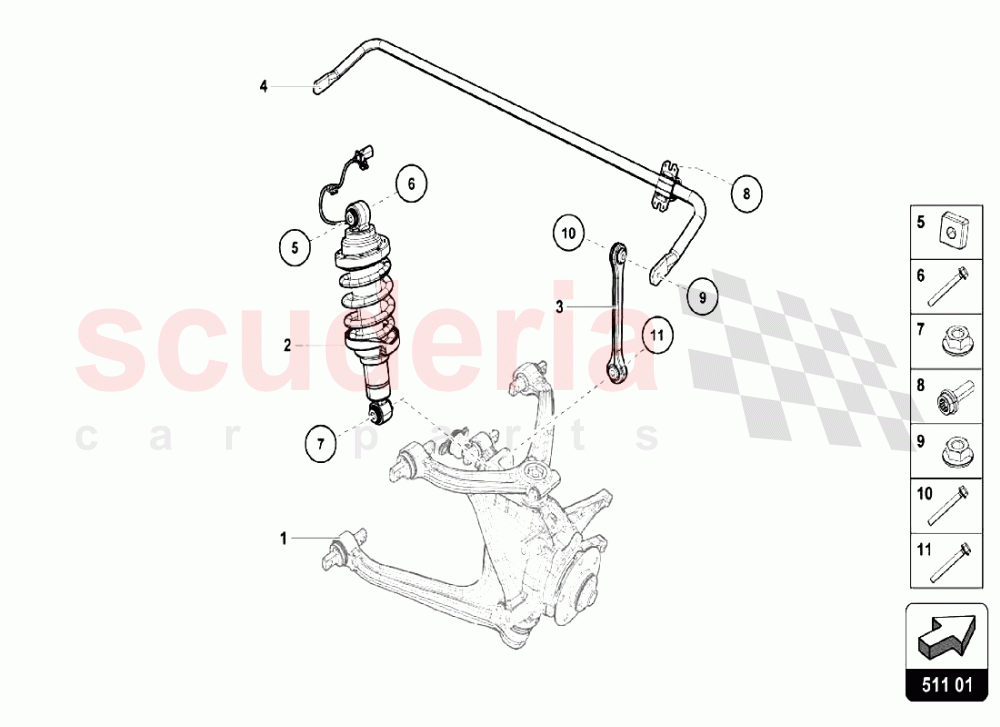 Rear Suspension of Lamborghini Lamborghini Huracan LP580 Coupe