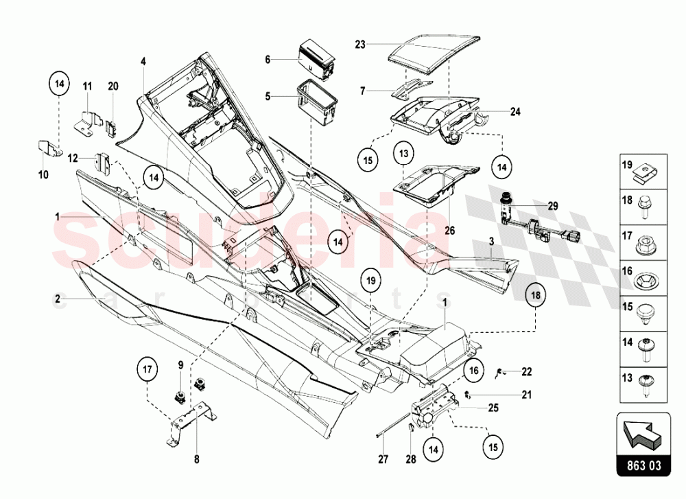 REAR TUNNEL of Lamborghini Lamborghini Aventador LP720 Coupe
