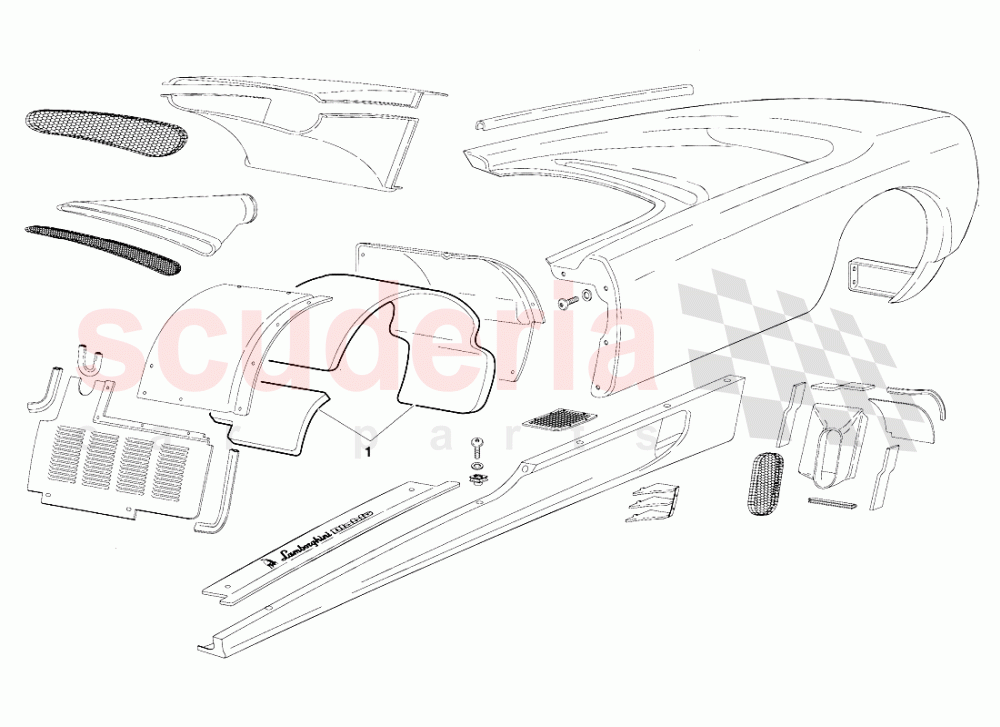 Body Elements (Valid for Switzerland Version - October 1991) of Lamborghini Lamborghini Diablo (1990-1998)