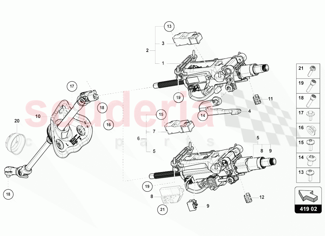STEERING COLUMN WITH ATTACHMENT PARTS of Lamborghini Lamborghini Urus (2018-2019)