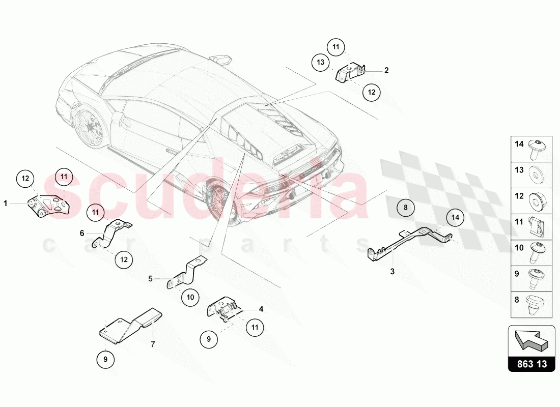 SECURING PARTS FOR ENGINE of Lamborghini Lamborghini Huracan Evo Coupe