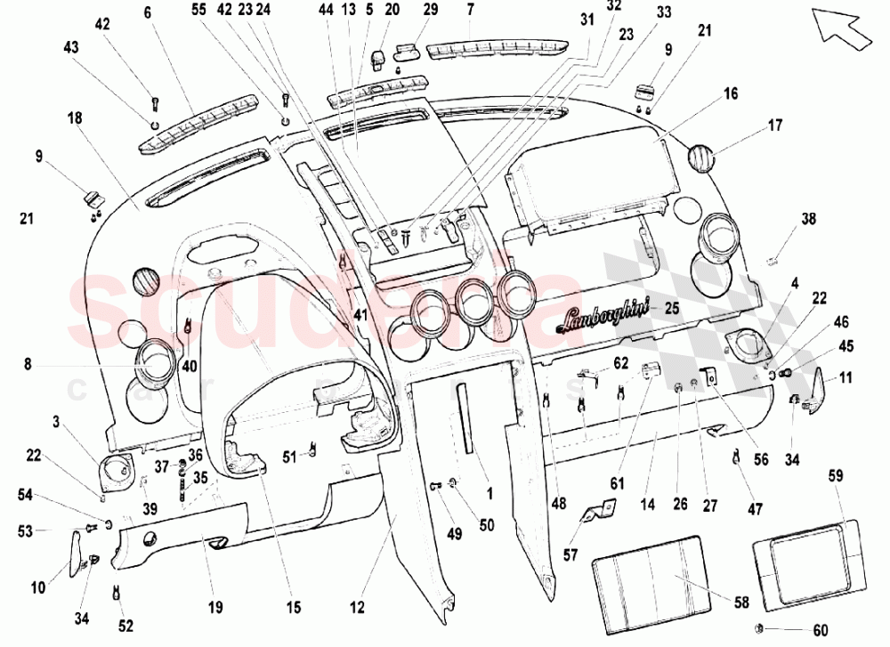 Inner Equipment - Dashboard of Lamborghini Lamborghini Gallardo LP550 Coupe