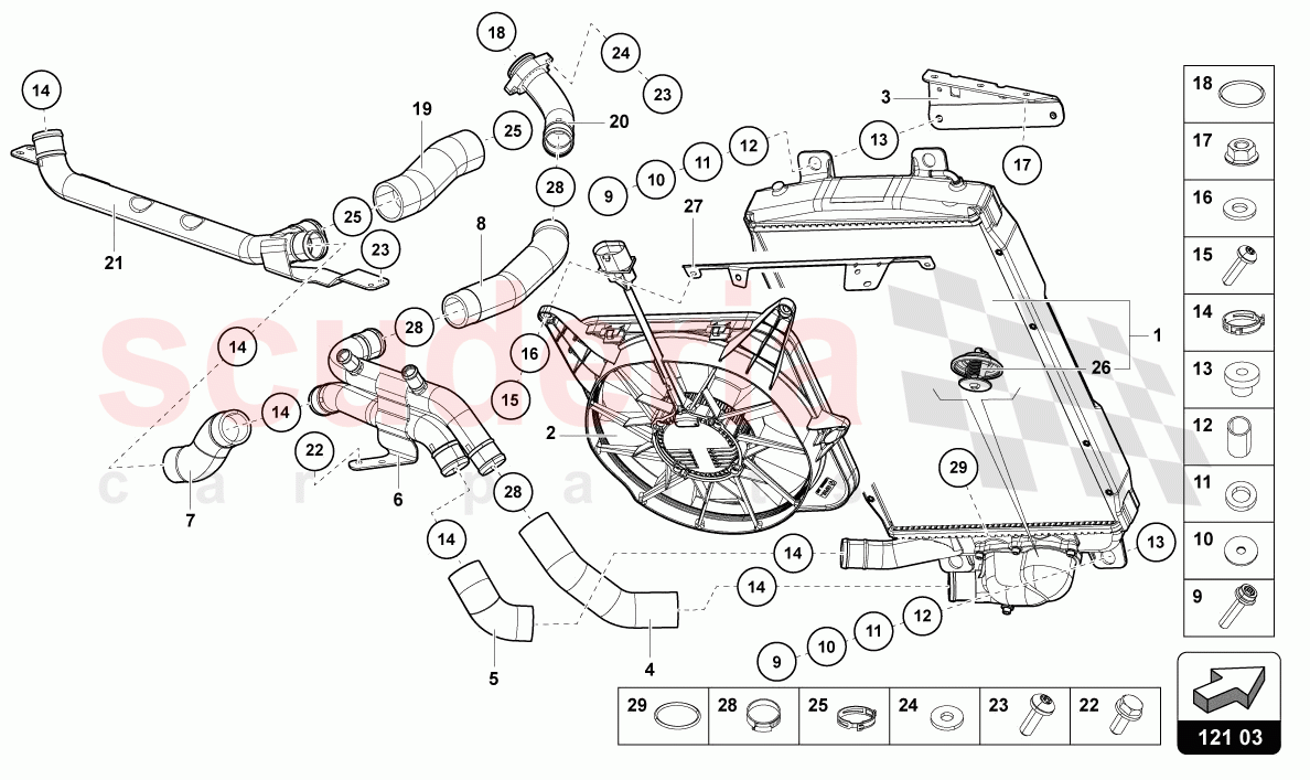 COOLER FOR COOLANT of Lamborghini Lamborghini Aventador LP780 Ultimae