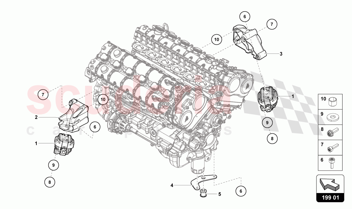 SECURING PARTS FOR ENGINE of Lamborghini Lamborghini Aventador LP780 Ultimae