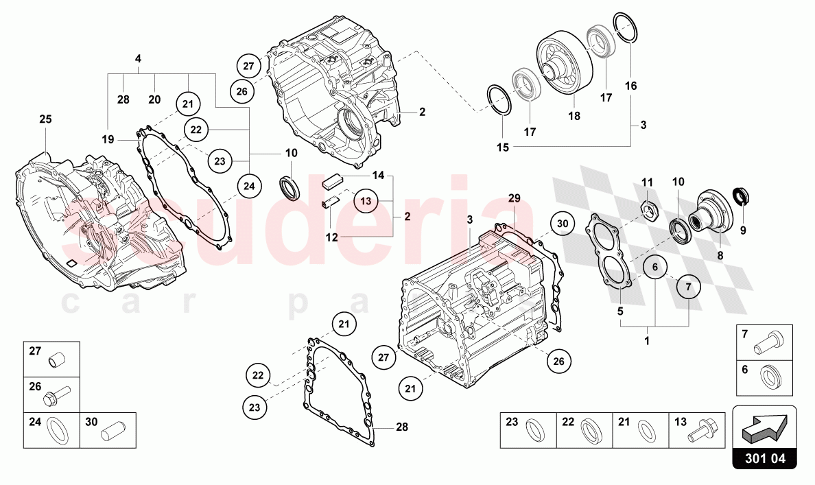 OUTER COMPONENTS FOR GEARBOX of Lamborghini Lamborghini Aventador LP780 Ultimae