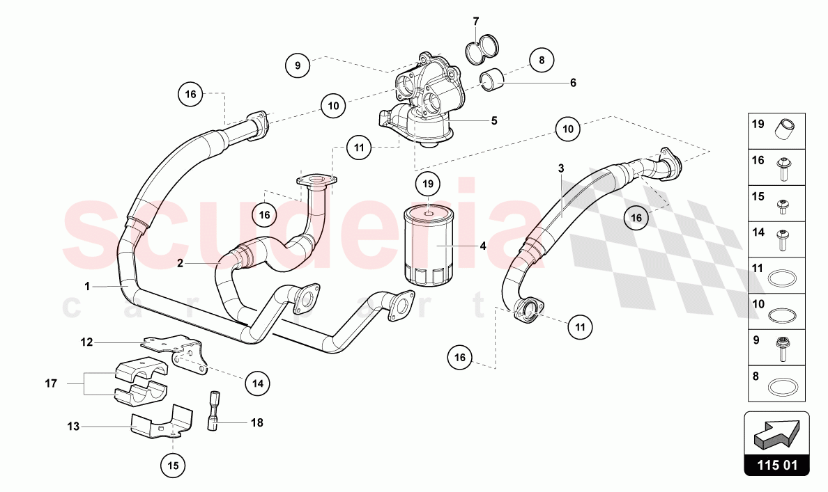OIL FILTER of Lamborghini Lamborghini Aventador LP780 Ultimae Roadster