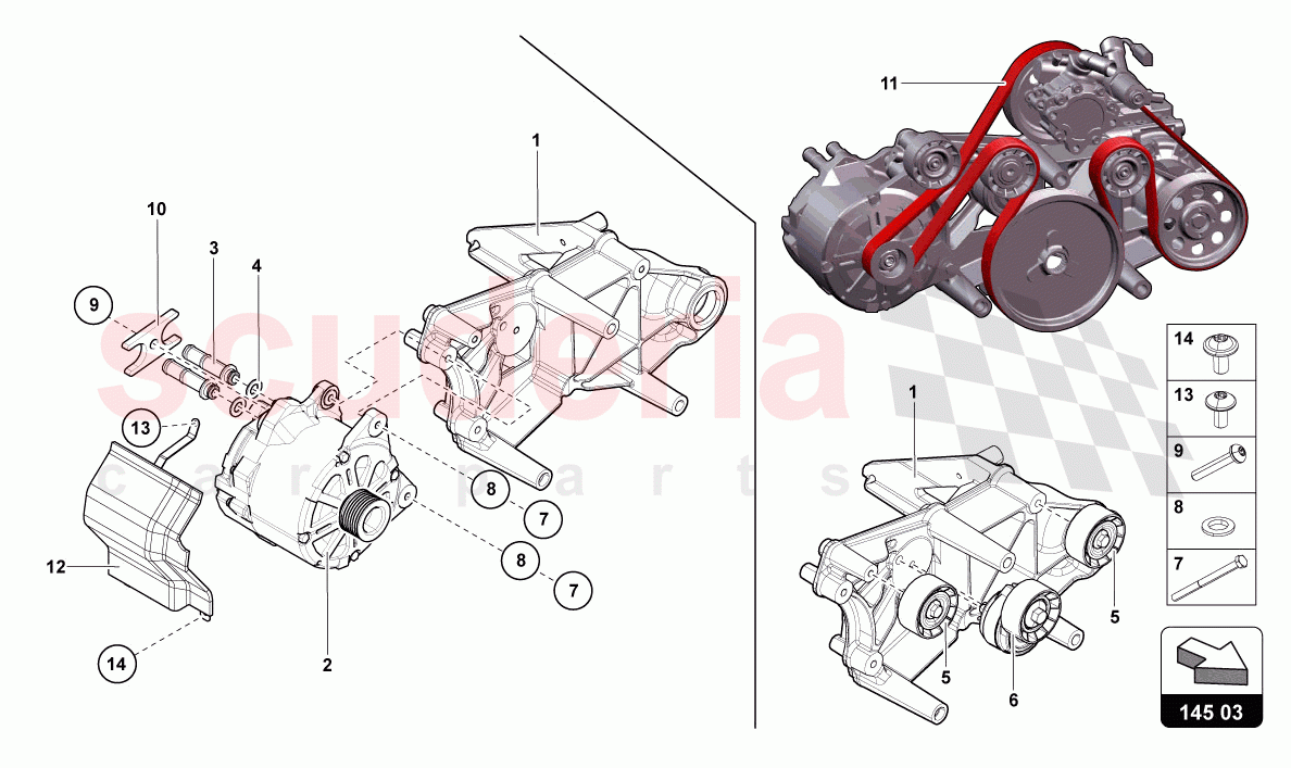ALTERNATOR AND SINGLE PARTS of Lamborghini Lamborghini Aventador LP780 Ultimae Roadster