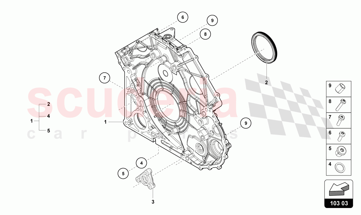 COVER FOR TIMING CASE of Lamborghini Lamborghini Huracan Evo Spyder 2WD