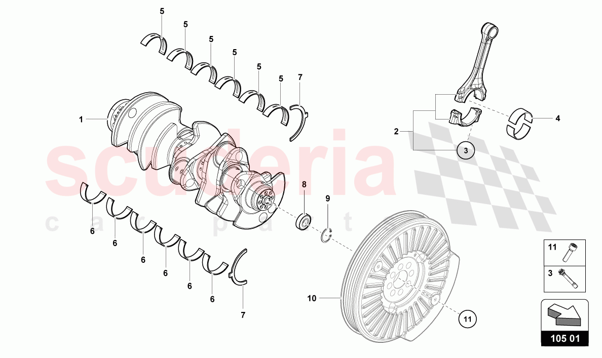 CRANKSHAFT WITH BEARINGS of Lamborghini Lamborghini Huracan Evo Spyder 2WD