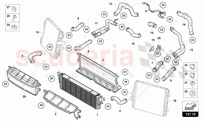 COOLER FOR COOLANT of Lamborghini Lamborghini Huracan Evo Spyder 2WD