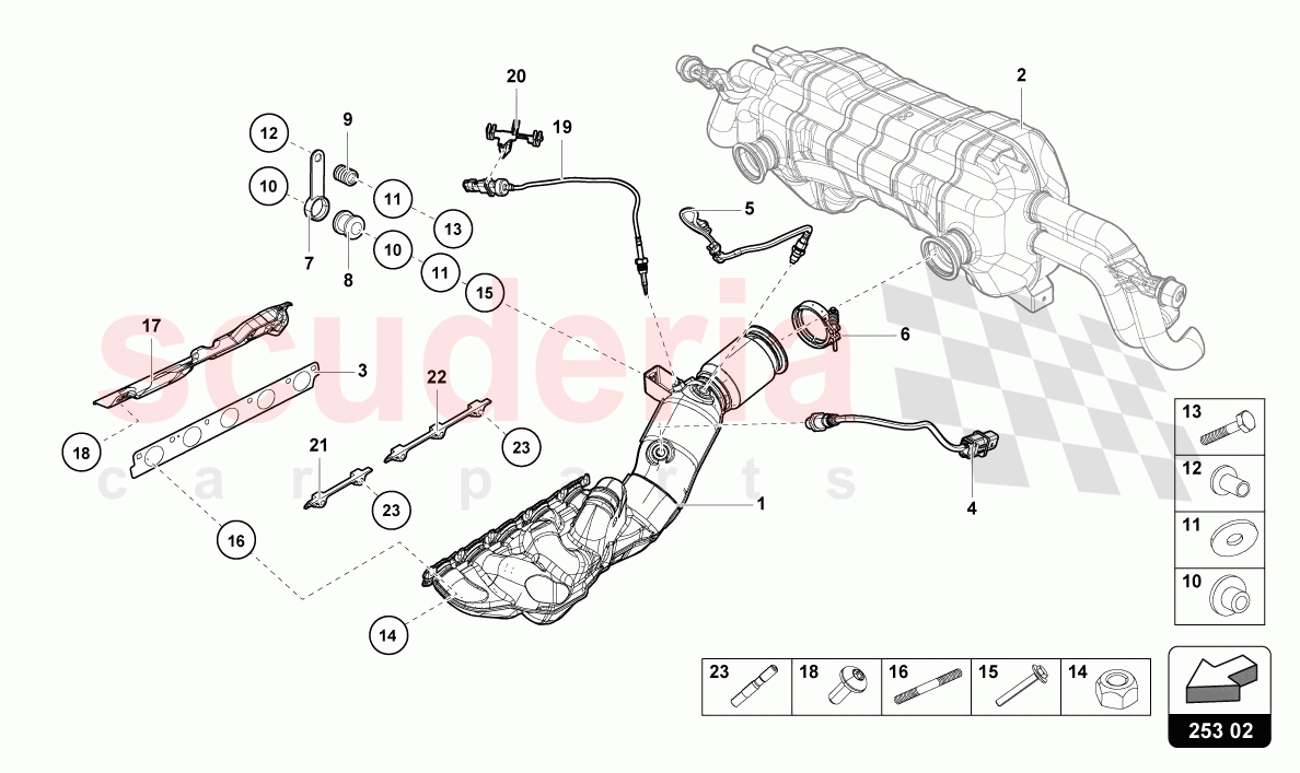 EXHAUST MANIFOLDS of Lamborghini Lamborghini Huracan Evo Spyder 2WD