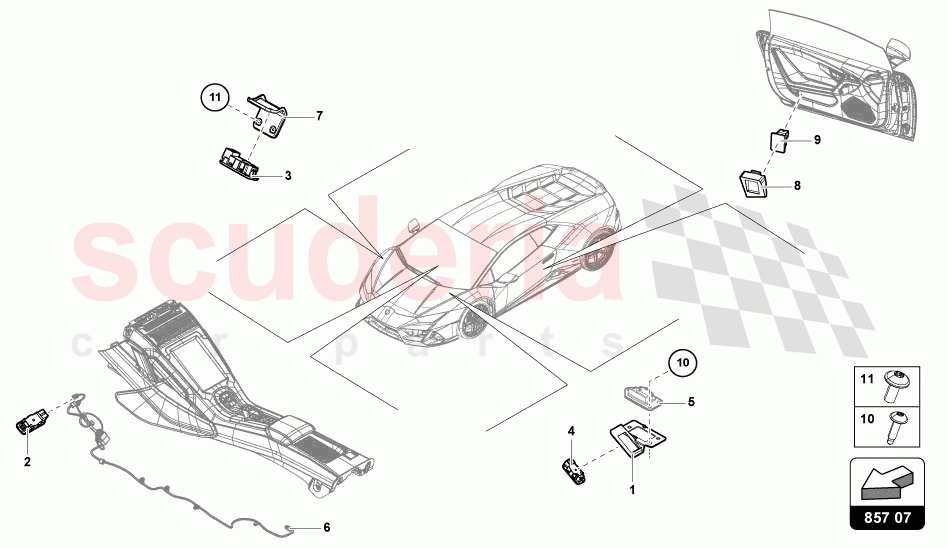 SINGLE PARTS FOR INTERIOR AND READING LIGHT of Lamborghini Lamborghini Huracan Evo Spyder 2WD
