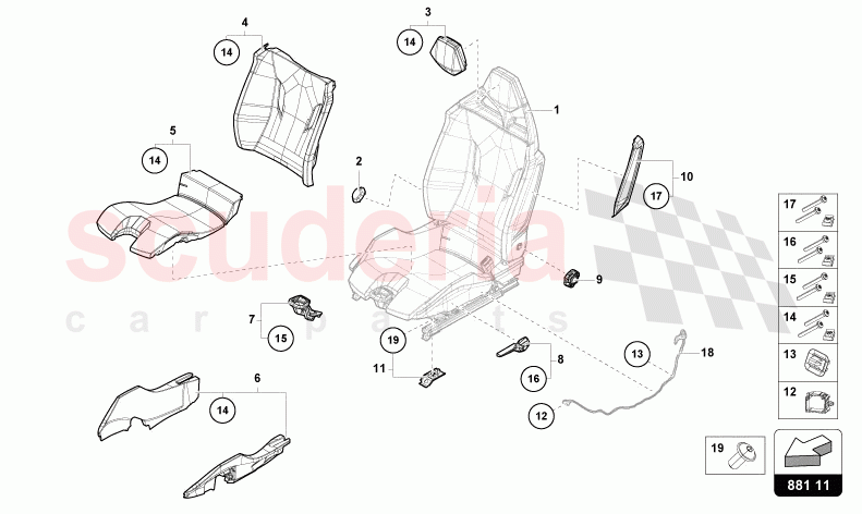 REPAIR KIT FOR SEAT of Lamborghini Lamborghini Huracan Evo Spyder 2WD