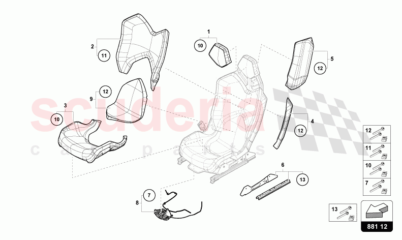 REPAIR KIT FOR SEAT of Lamborghini Lamborghini Huracan Evo Spyder 2WD