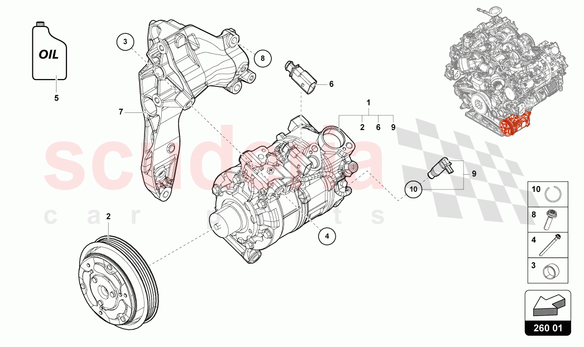 A/C COMPRESSOR WITH INDIVIDUAL PARTS of Lamborghini Lamborghini Urus S