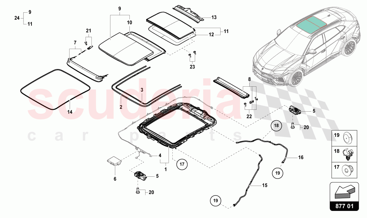 GLASS SUNROOF of Lamborghini Lamborghini Urus S