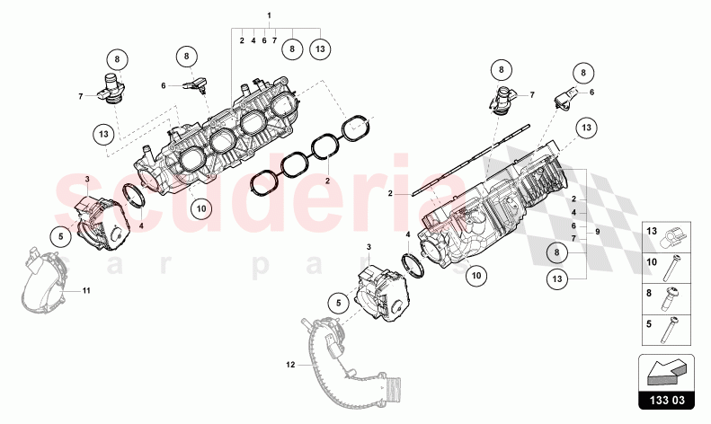 INTAKE MANIFOLD of Lamborghini Lamborghini Urus (2019-2022)