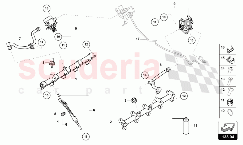 FUEL INJECTOR WITH INJECTOR RAILS of Lamborghini Lamborghini Urus (2019-2022)